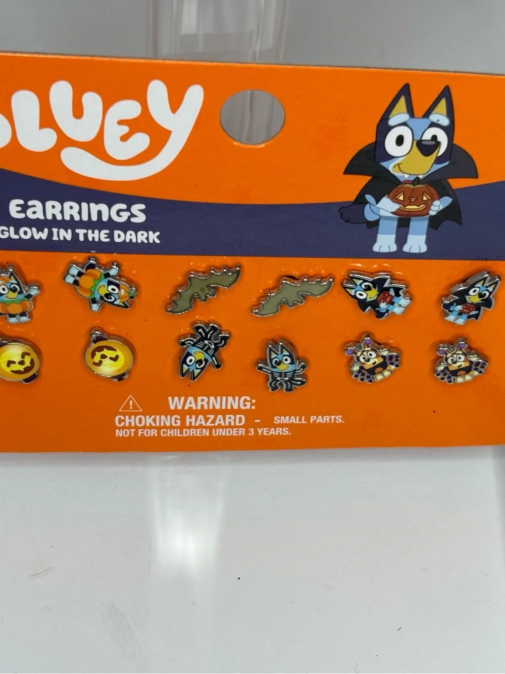 Bluey Kids Halloween Earring Set – Orange & Blue Glow-In-The-Dark